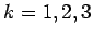 $k=1, 2, 3$